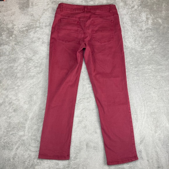 Maurices Women Burgundy Red Stretch Twill Straight Leg Pants Size 7/8‎ REG - Picture 2 of 15